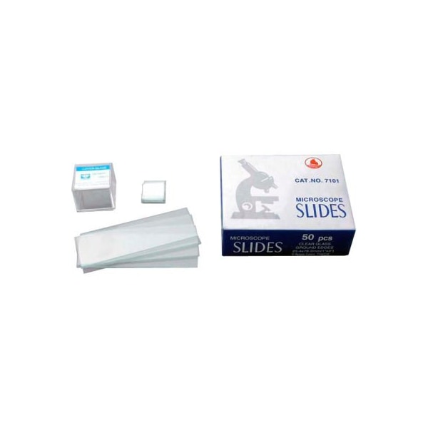 AmScope BS-50P-S 50 pcs. Pre-Cleaned Blank Glass Microscope Slides and 100 pcs. Square Cover Slips